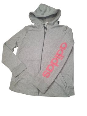 Adidas Woman Zip-Up Hoodie with Pink Sleeve Logo Large